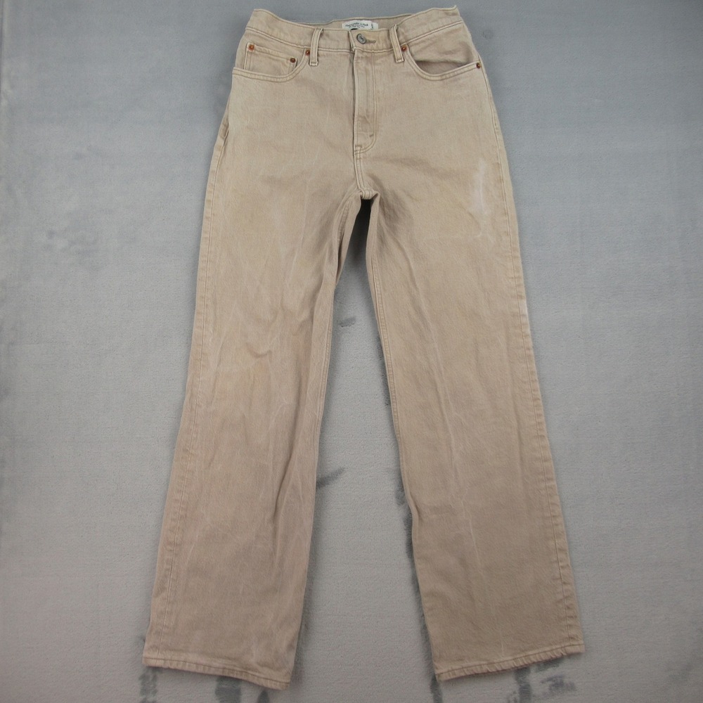 Abercrombie & Fitch 90s Relaxed High Rise Jeans Tan Khaki Size 27 4L